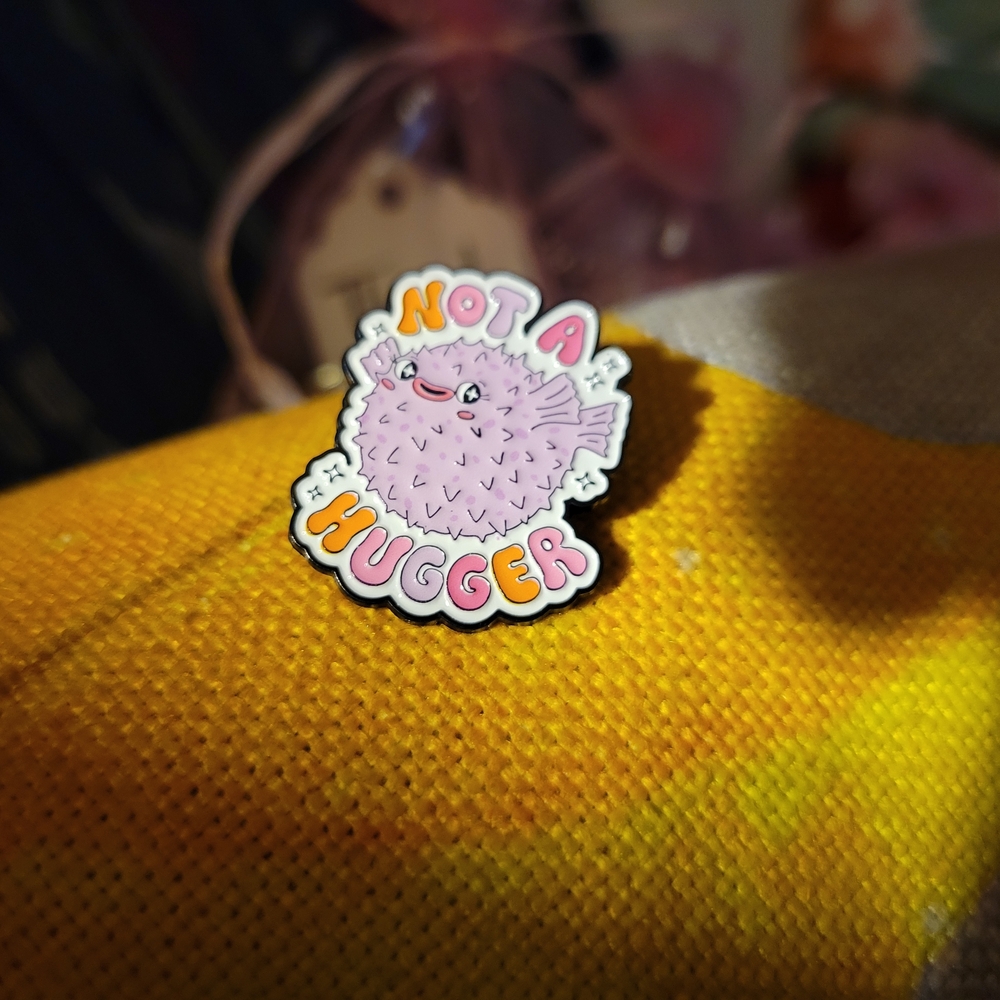 Enamel Pufferfish 'Not a Hugger' Pin